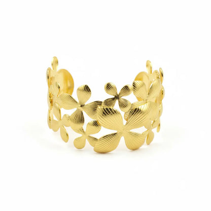 Gold Ornate Floral Open Cuff