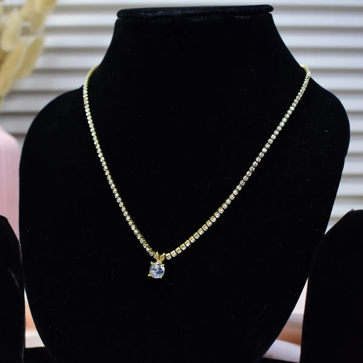Crystal Line Solitaire Necklace