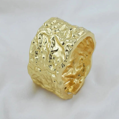Gold Heavily Textured Wide Cuff