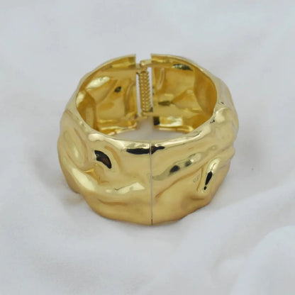 Hammered Gold Organic Bangle