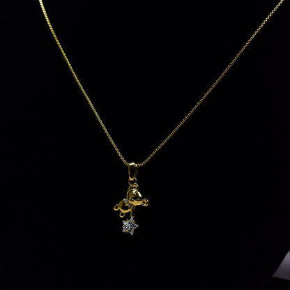 Golden Teddy Charm Necklace