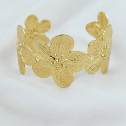 Gold Textured Floral Cuff