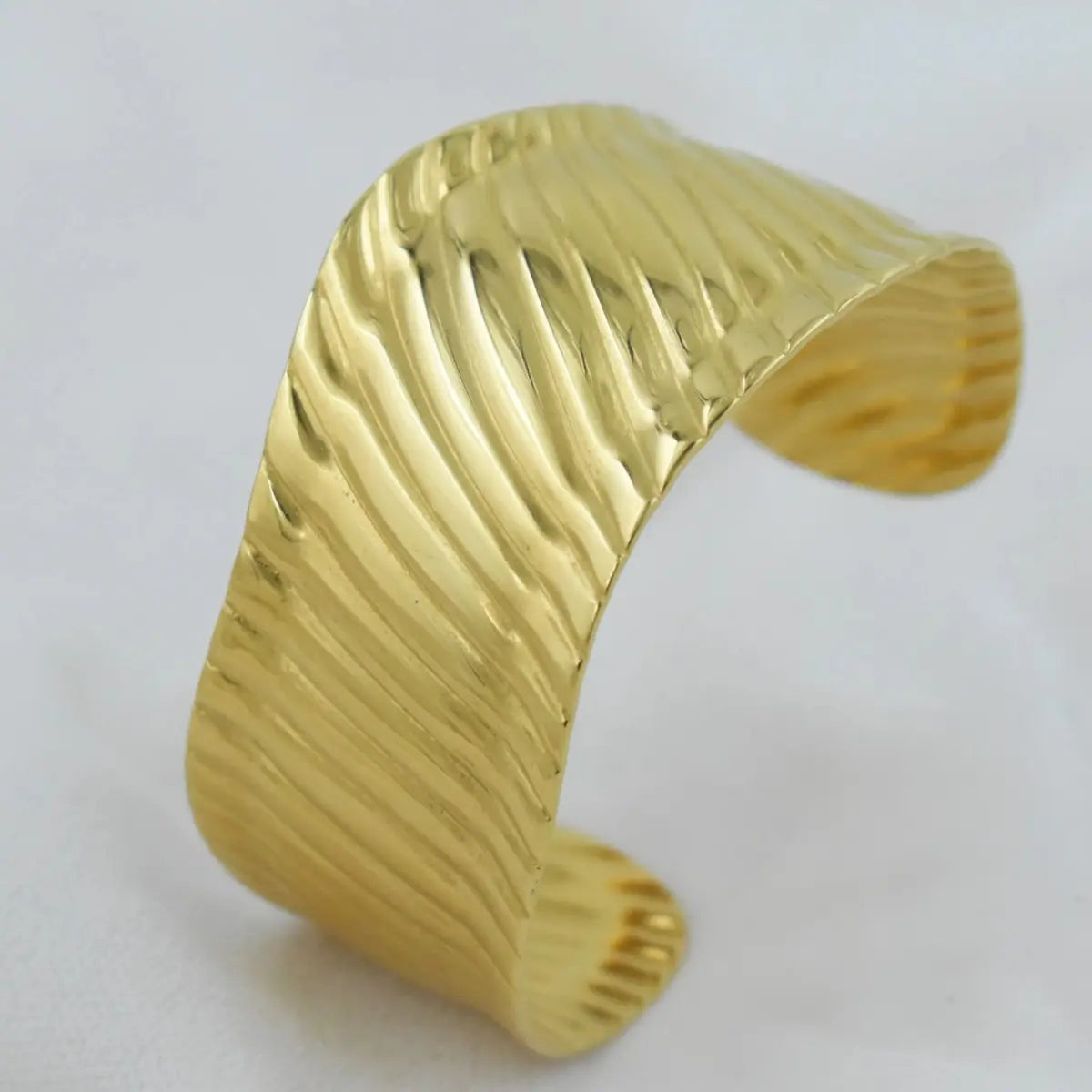 Gold Ribbed Cuff Bracelet