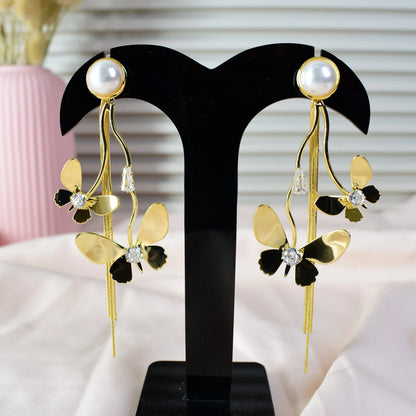 Golden Flutter Pearl Earrings