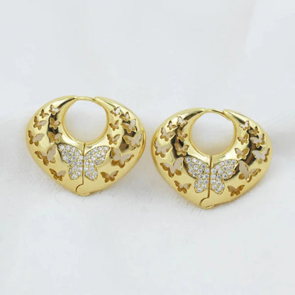 Butterfly Heart Hoop Earrings