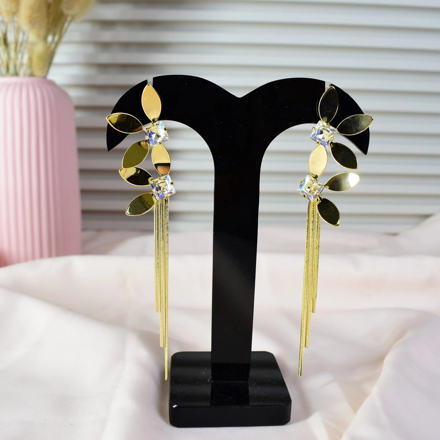 Golden Petal Cascade Earrings