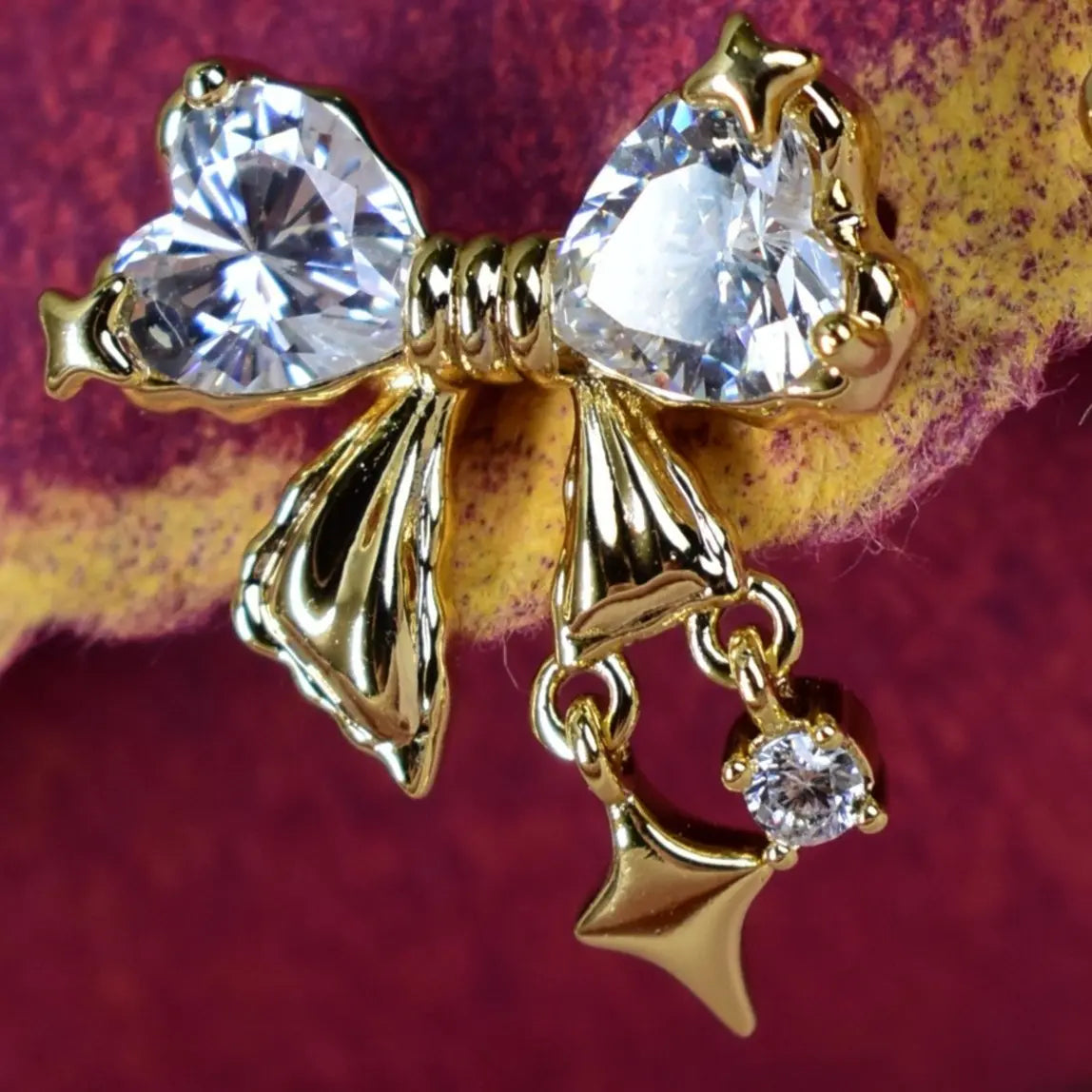 Sparkling Bow Charm Earrings