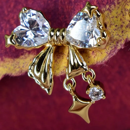 Sparkling Bow Charm Earrings