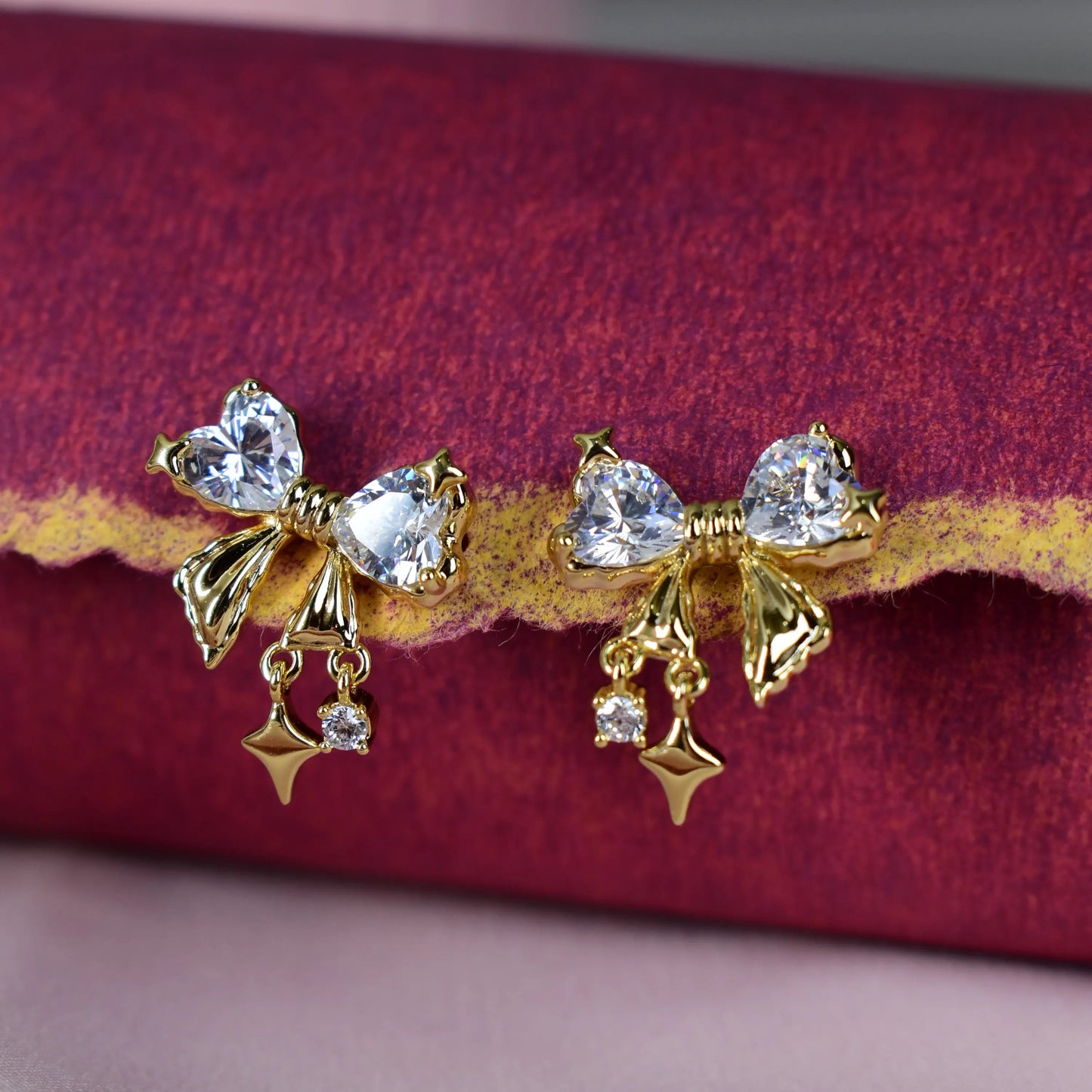 Sparkling Bow Charm Earrings
