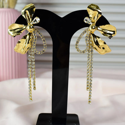 Golden Bloom Zirconia Statement Earrings
