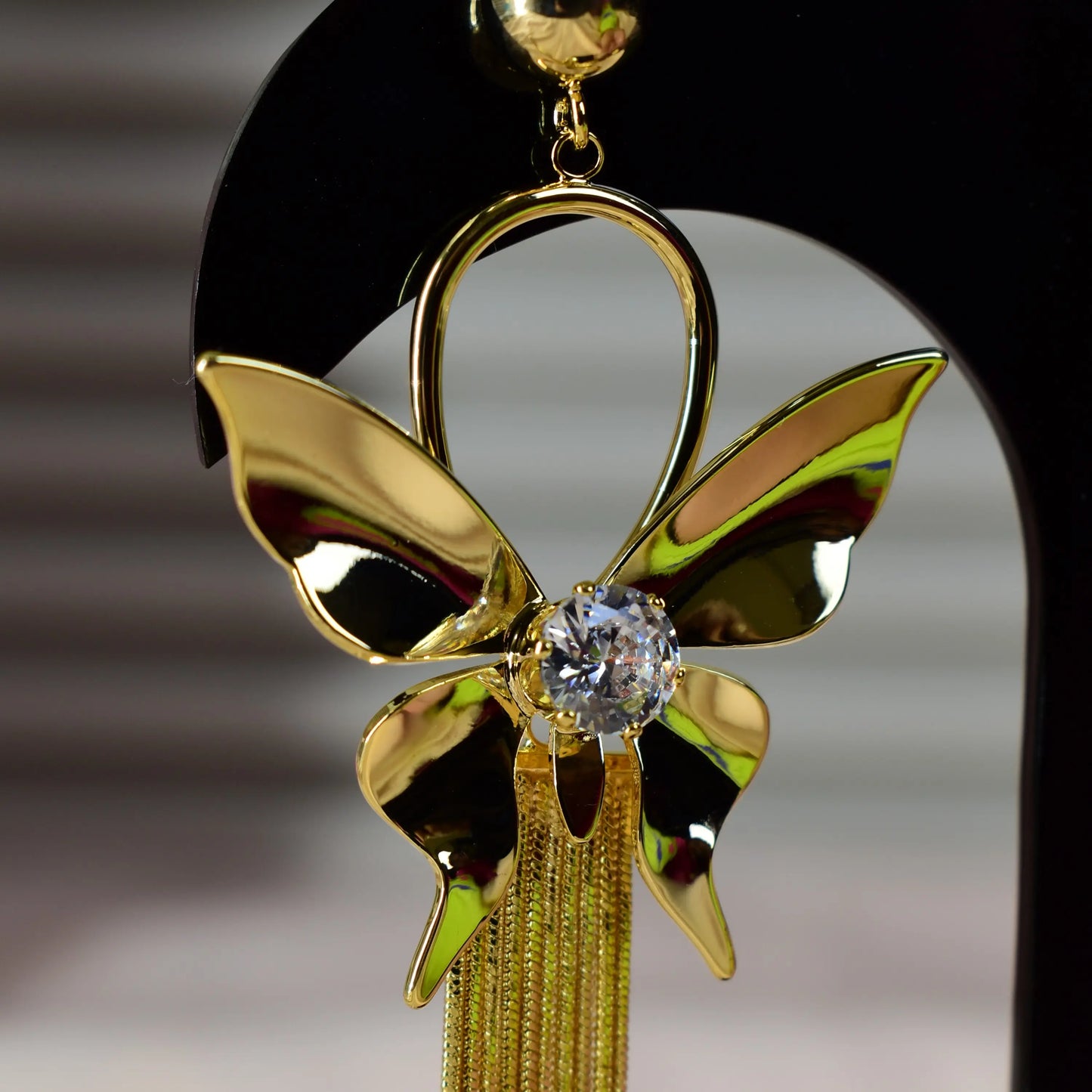 Golden Butterfly Tassel Earrings