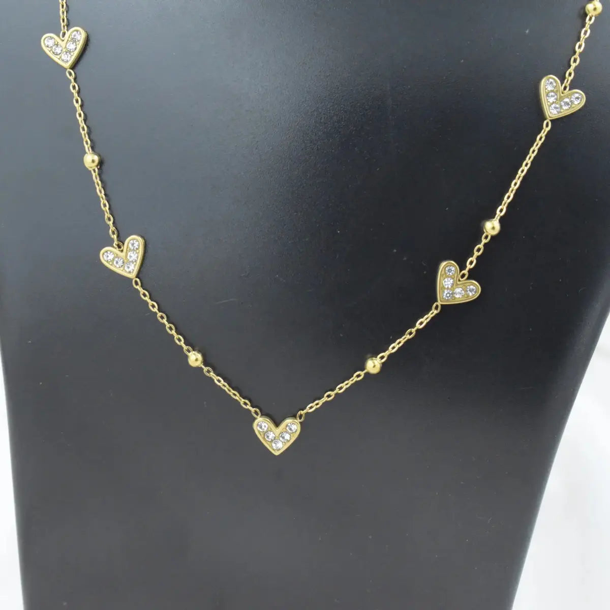Crystal Heart Necklace Studs