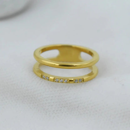 Crystal Double Band Ring