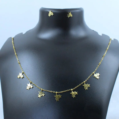 Gold Multi Star Necklace Set