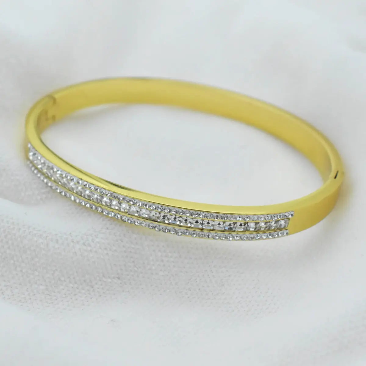 Crystal Inlaid Gold Bangle