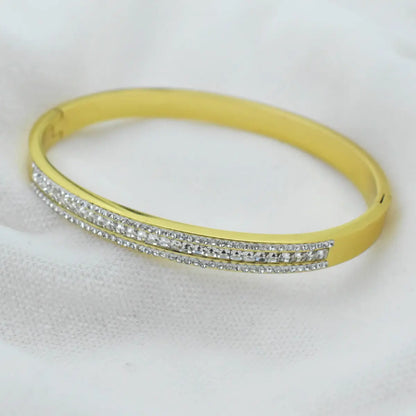 Crystal Inlaid Gold Bangle