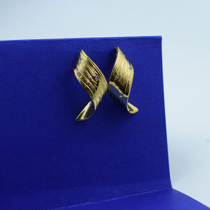 Textured Wave Leaf Earrings