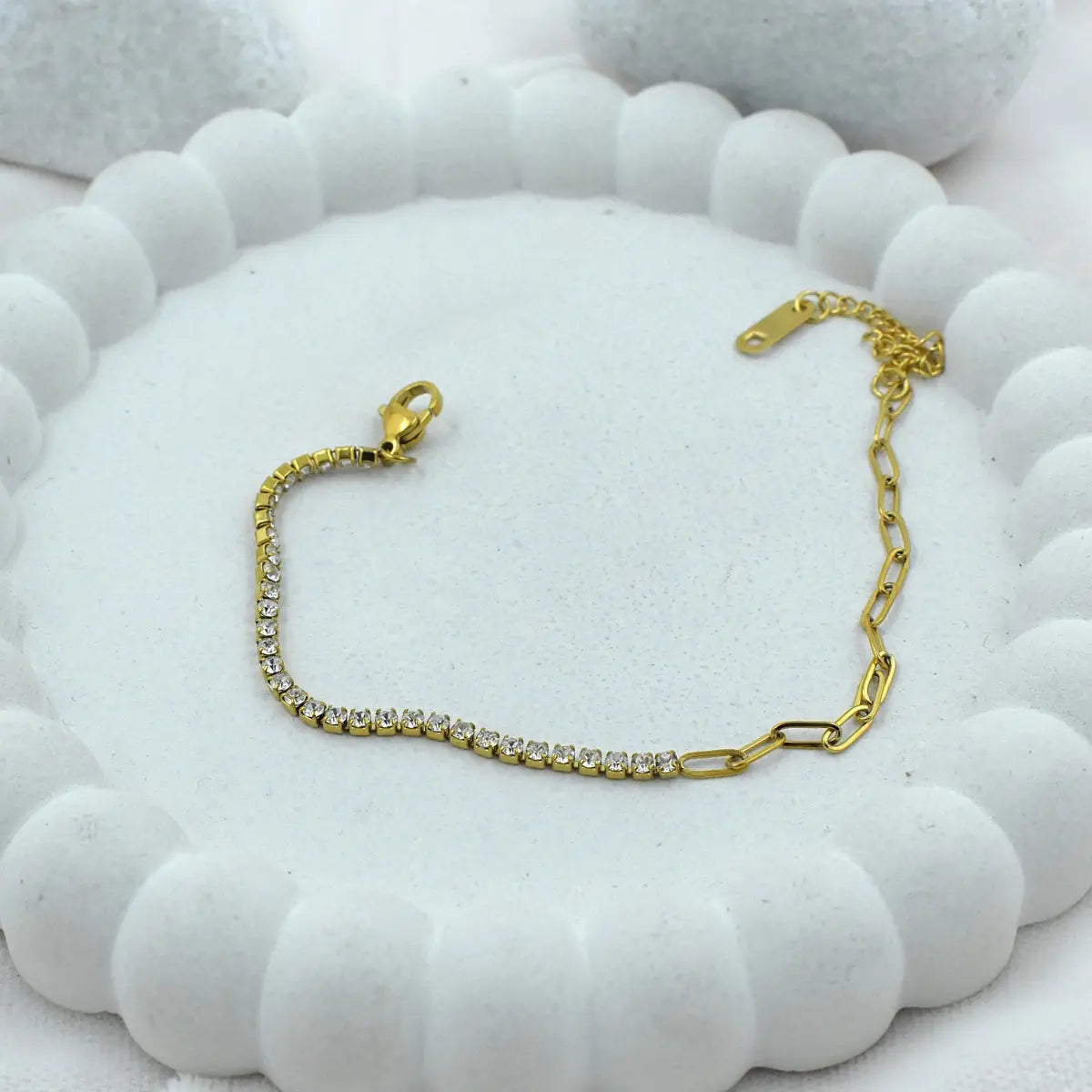 Crystal Paperclip Tennis Bracelet