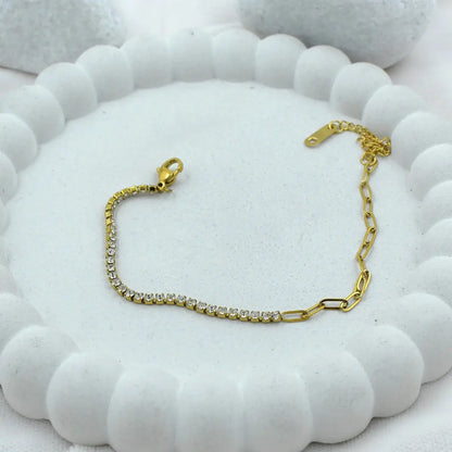 Crystal Paperclip Tennis Bracelet