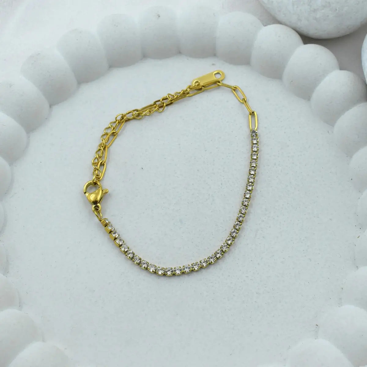 Crystal Paperclip Tennis Bracelet