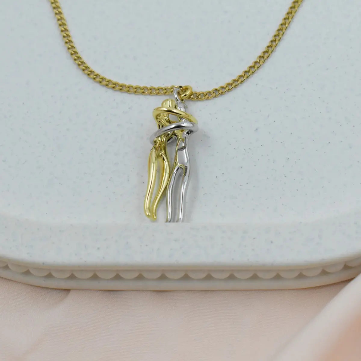 Embracing Lovers Pendant Necklace