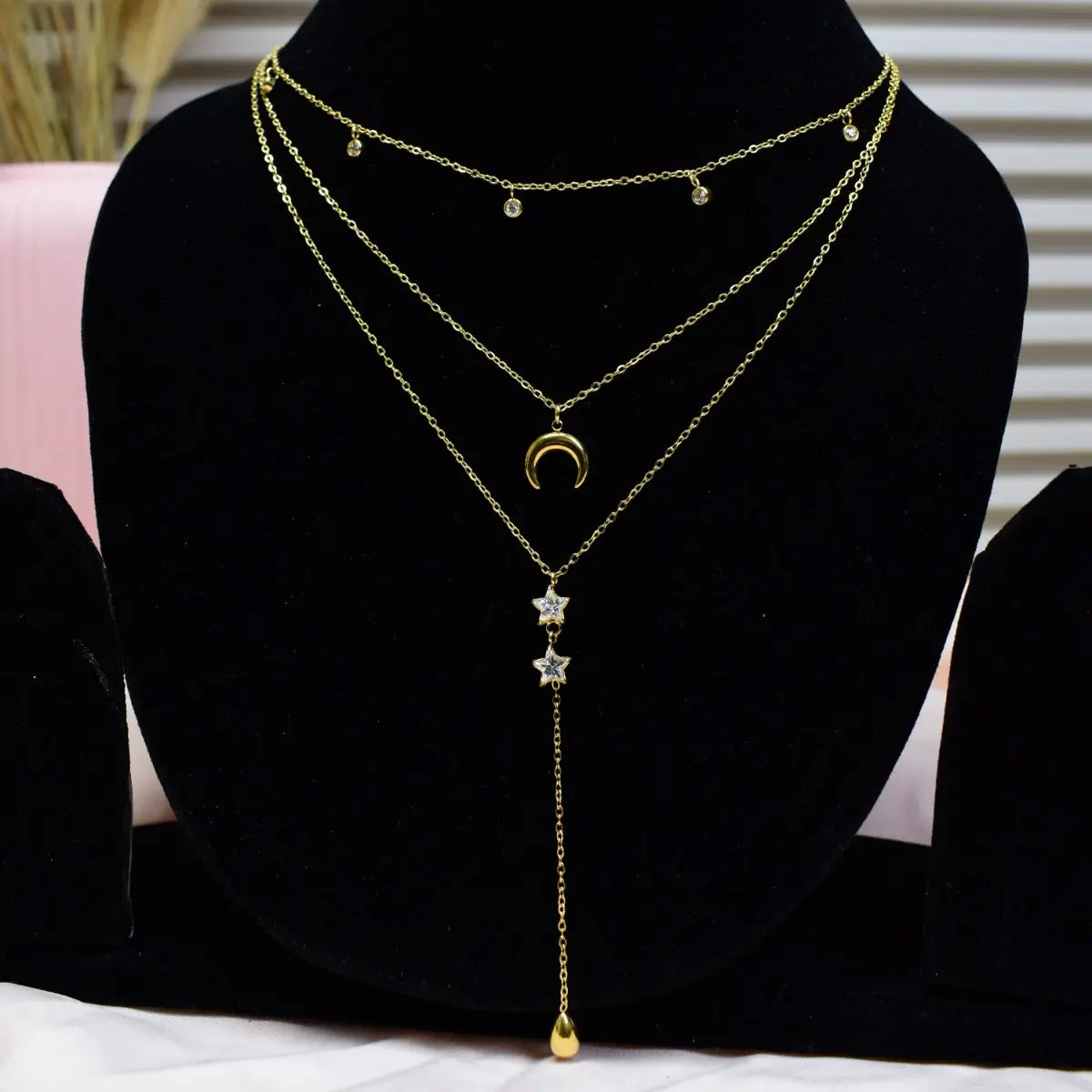 Celestial Layered Lariat Necklace