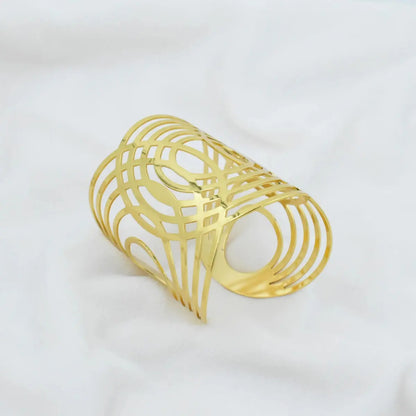 Gold Geometric Lattice Cuff