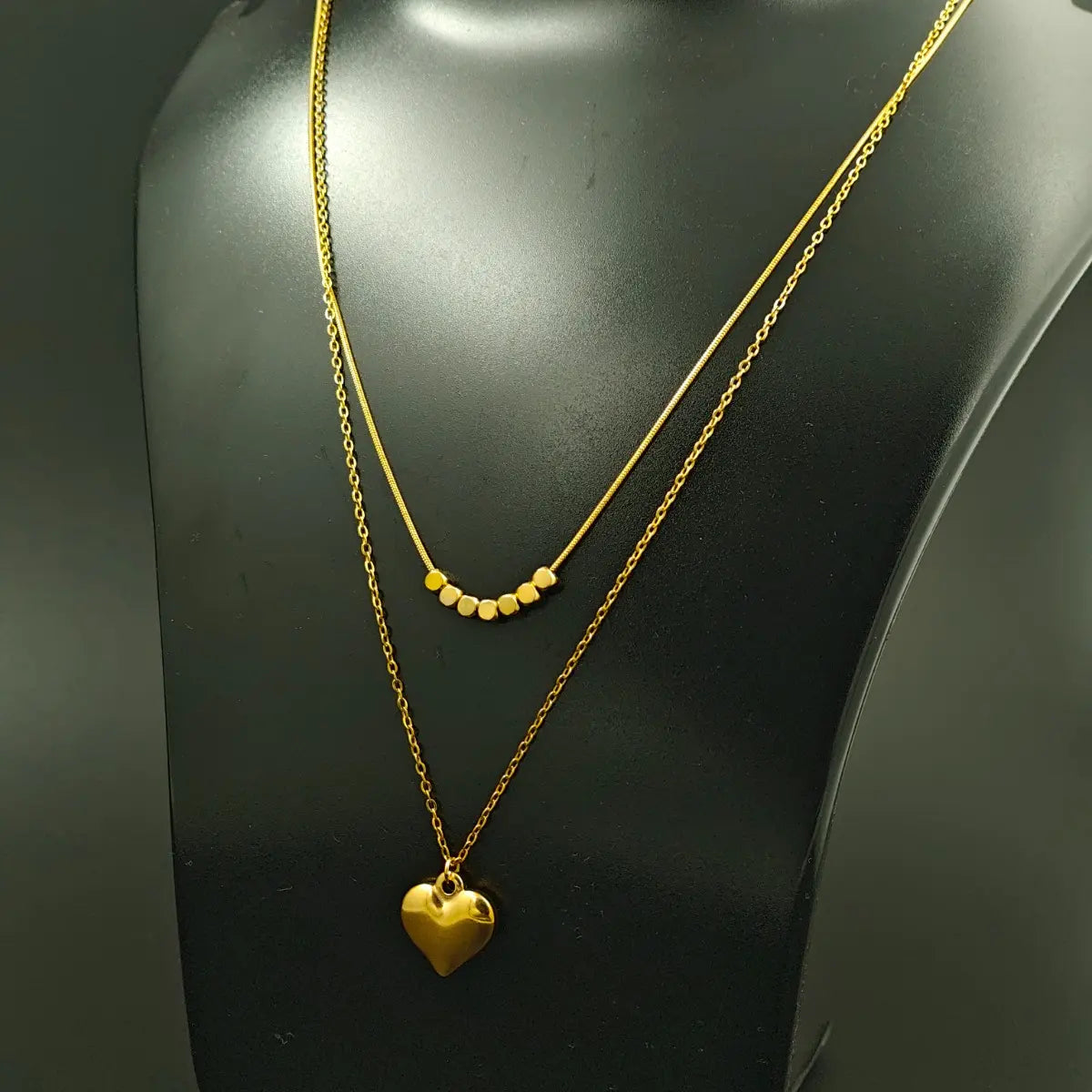 Layered Heart and Bar Necklace