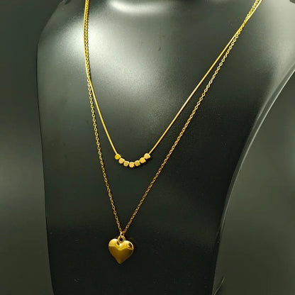 Layered Heart and Bar Necklace