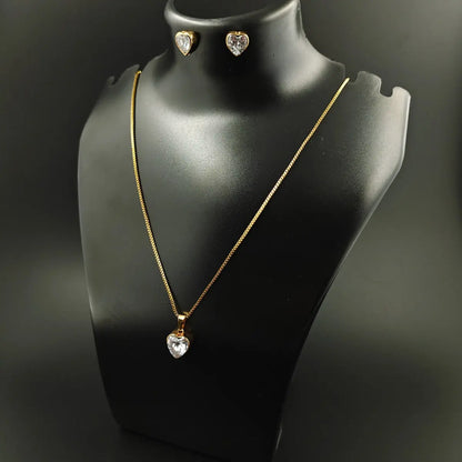 Faceted Heart Pendant Set