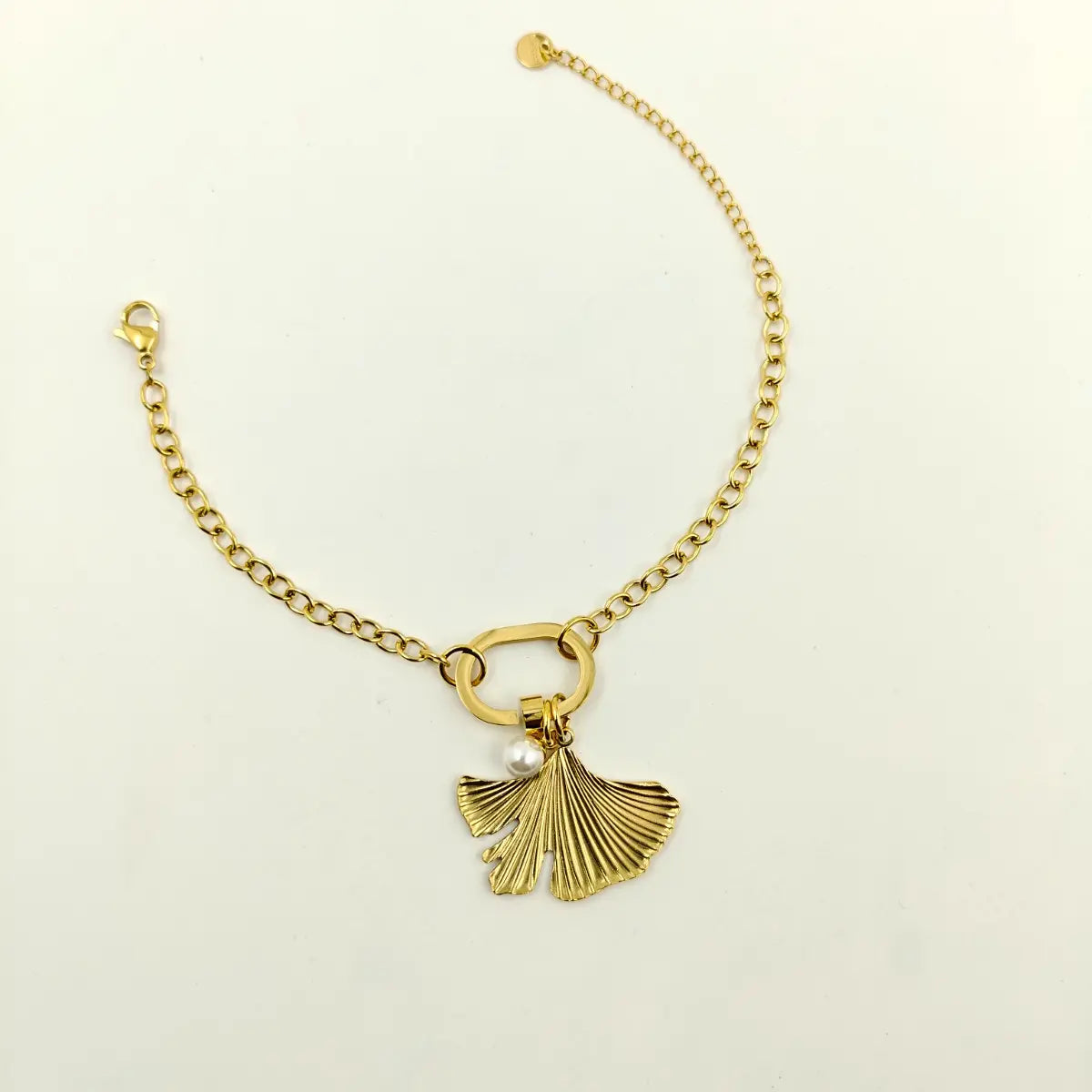 Ginkgo Leaf and Pearl Bracelet