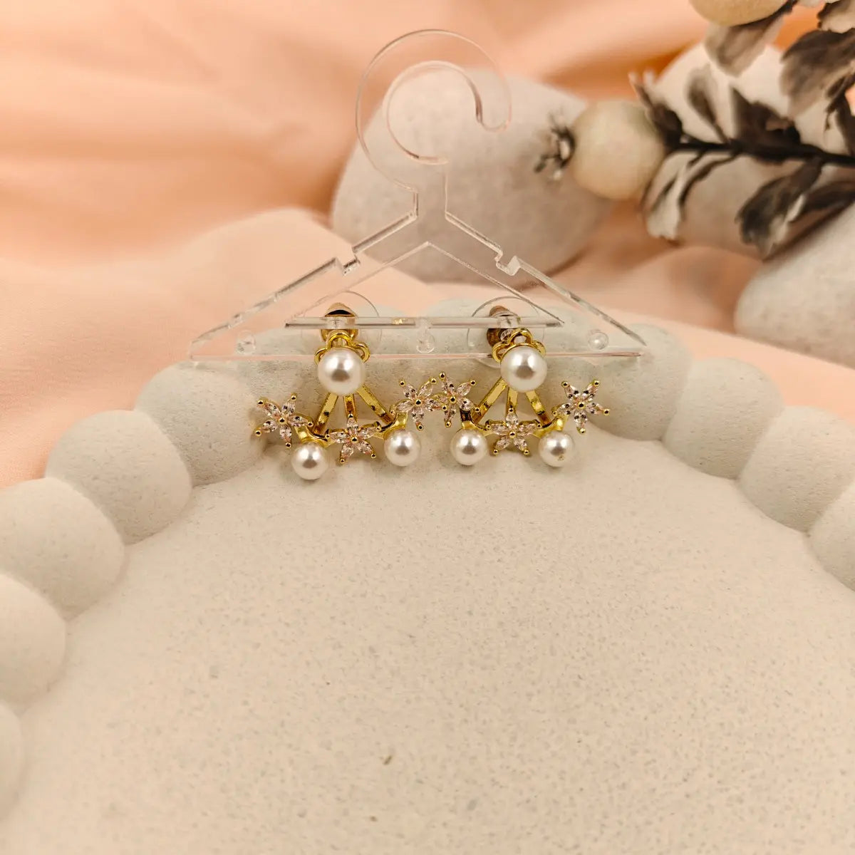 Floral Pearl Drop Earrings