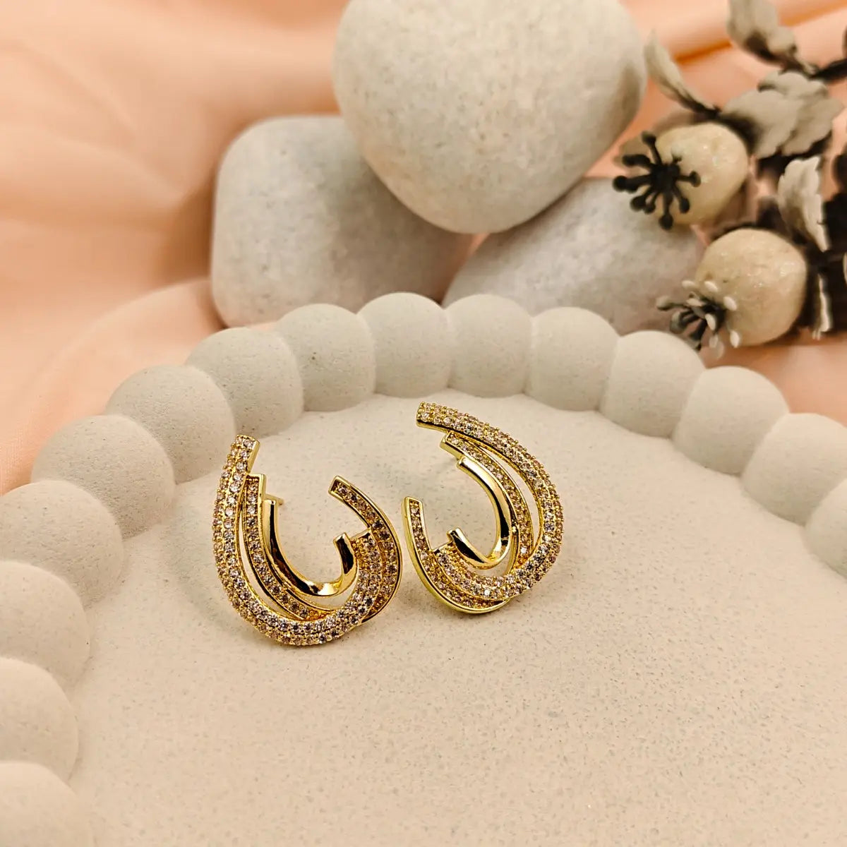 Triple Layer Crystal Earrings