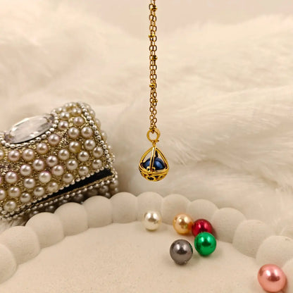 Interchangeable Teardrop Cage Pearl Necklace
