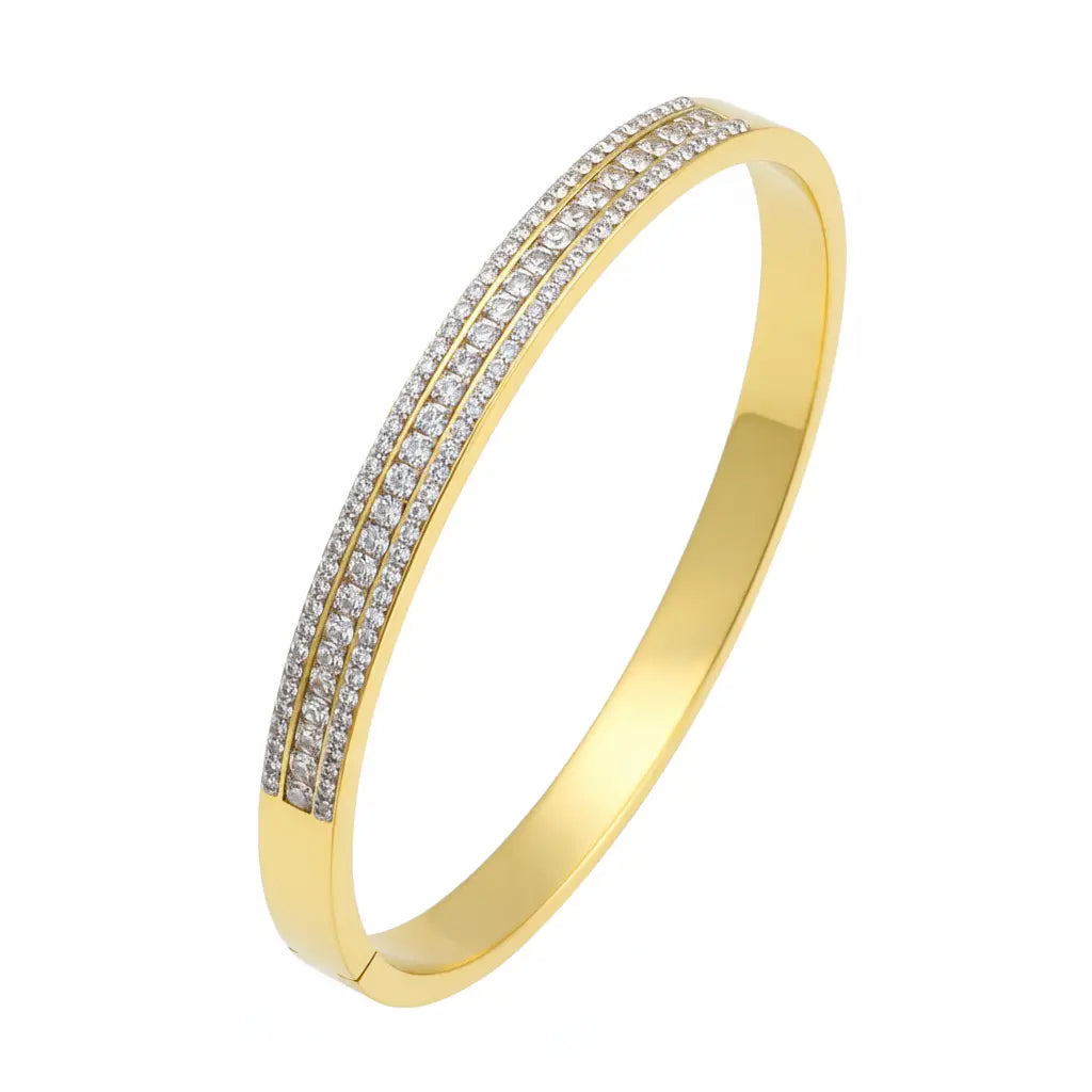 Crystal Inlaid Gold Bangle