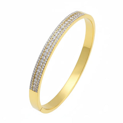 Crystal Inlaid Gold Bangle