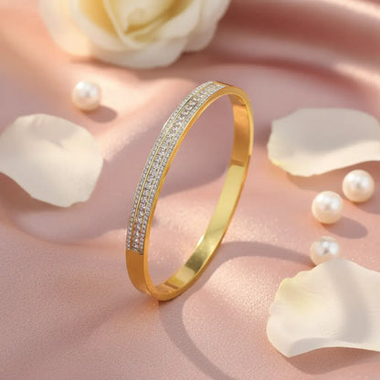 Crystal Inlaid Gold Bangle