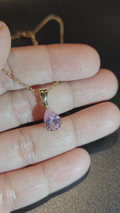 Blush Drop Solitaire Necklace