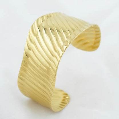Gold Ribbed Cuff Bracelet
