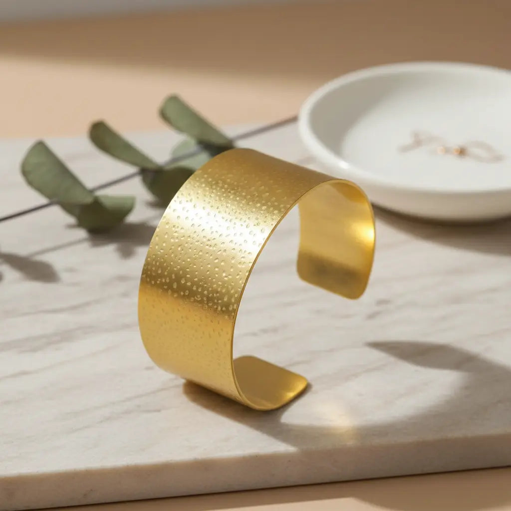 Gold Pitted Texture Statement Cuff
