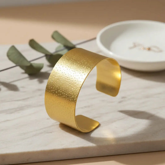 Gold Pitted Texture Statement Cuff