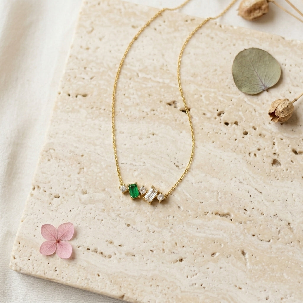 Emerald Duo Spark Necklace