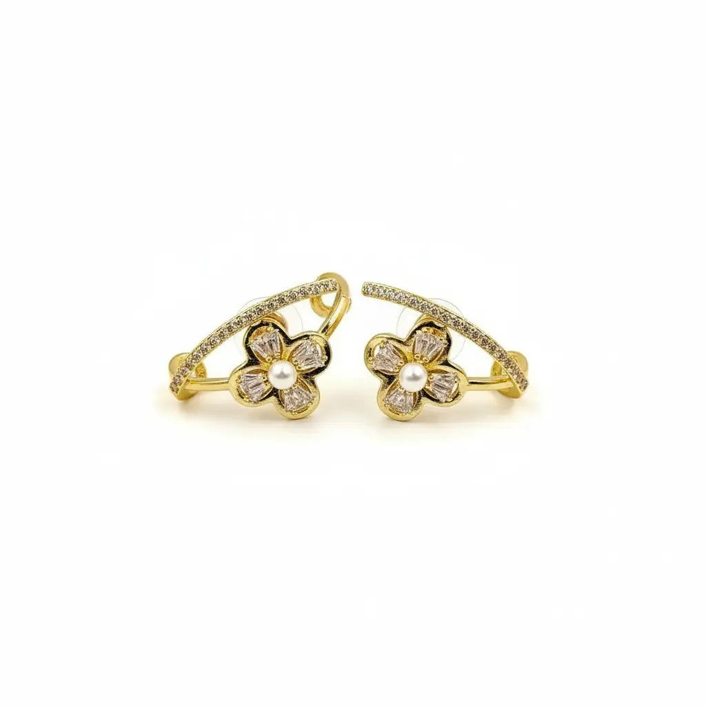 Pearl Flower Arc Earrings