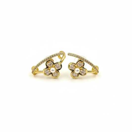 Pearl Flower Arc Earrings