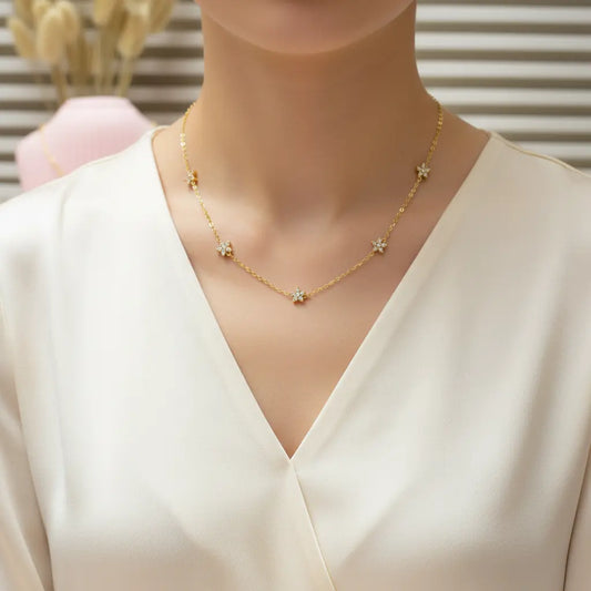 Starlit Petal Station Necklace