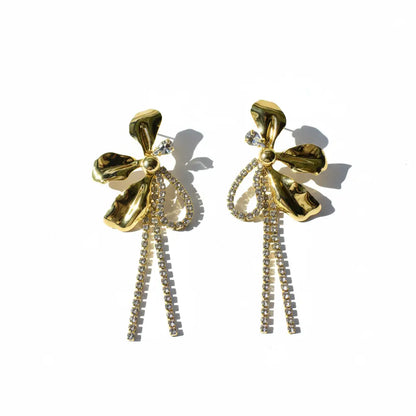 Golden Bloom Zirconia Statement Earrings