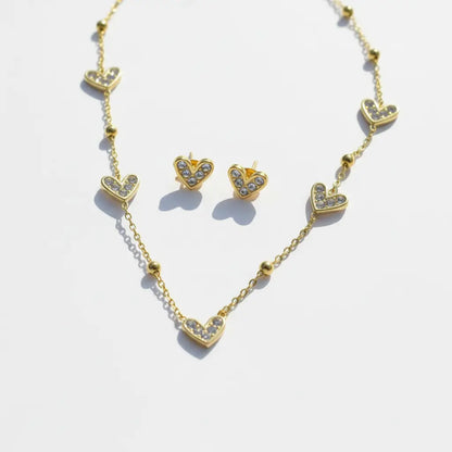 Crystal Heart Necklace Studs