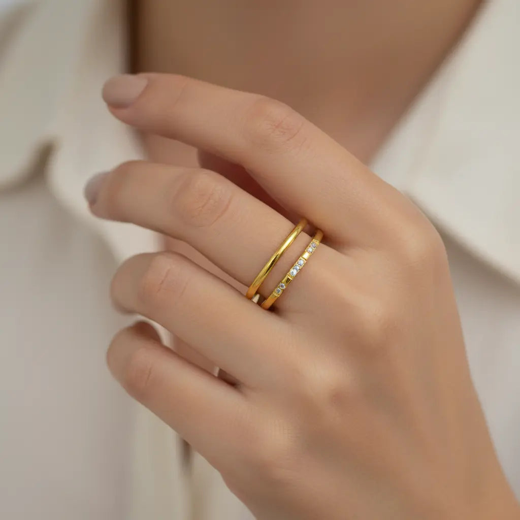 Crystal Double Band Ring