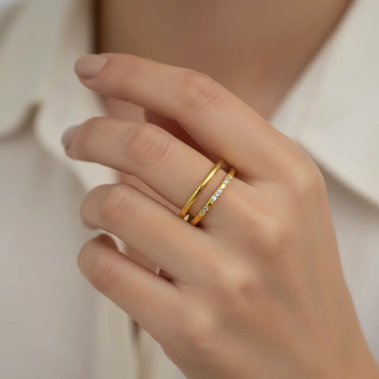Crystal Double Band Ring