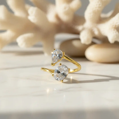 Dual Solitaire Open Ring